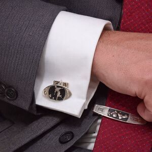 Vintage Towncraft Bowling Cufflinks & Tie Bar Set w/ Box Mid Century